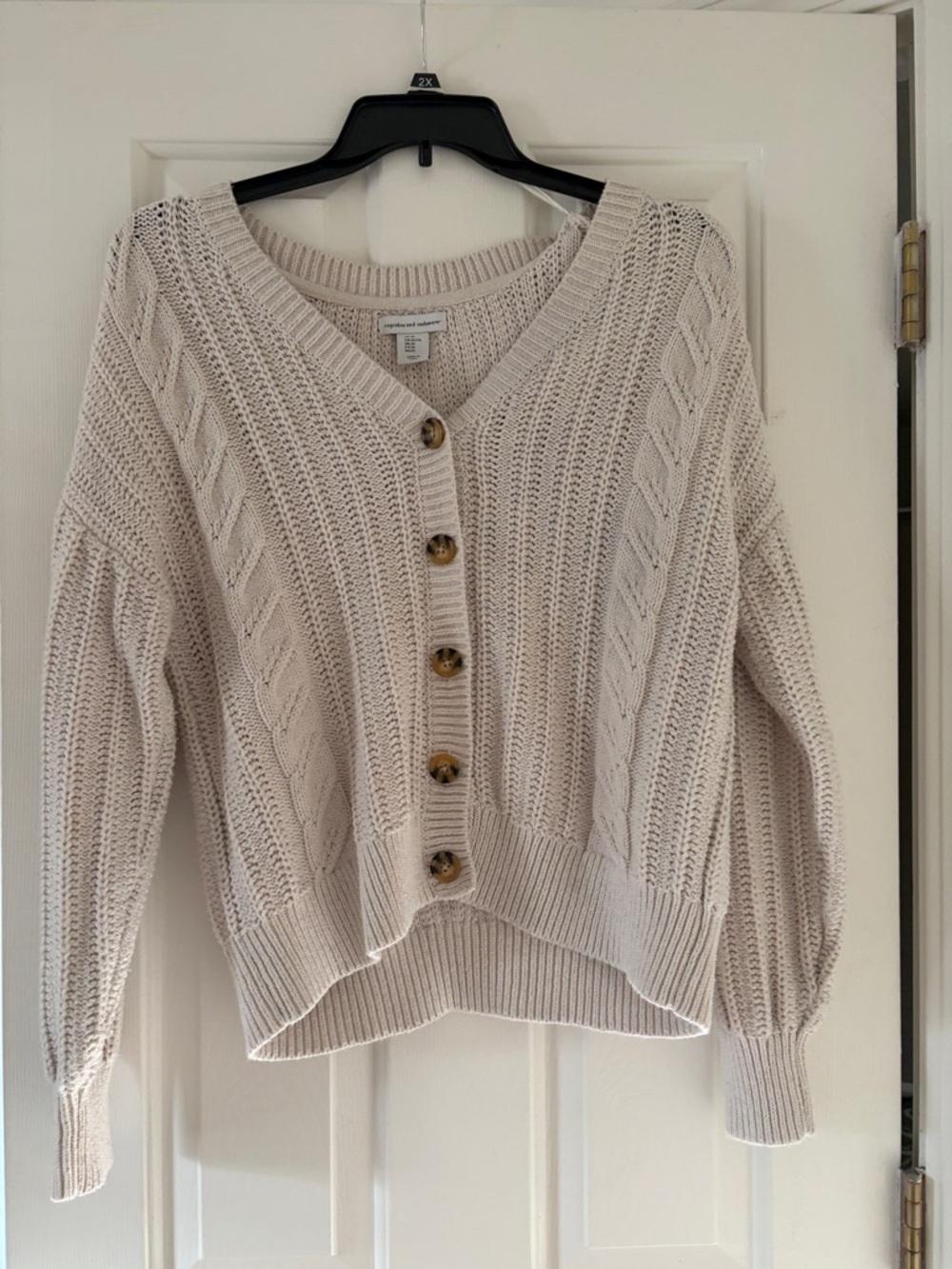 cupcakes & cashmere Cream Cable-Knit Button Cardigan